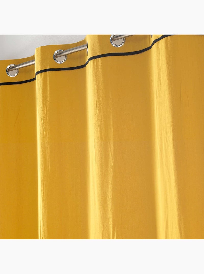 Lot de 2 rideaux à oeillets Coton lavé Linette Jaune - Kiabi