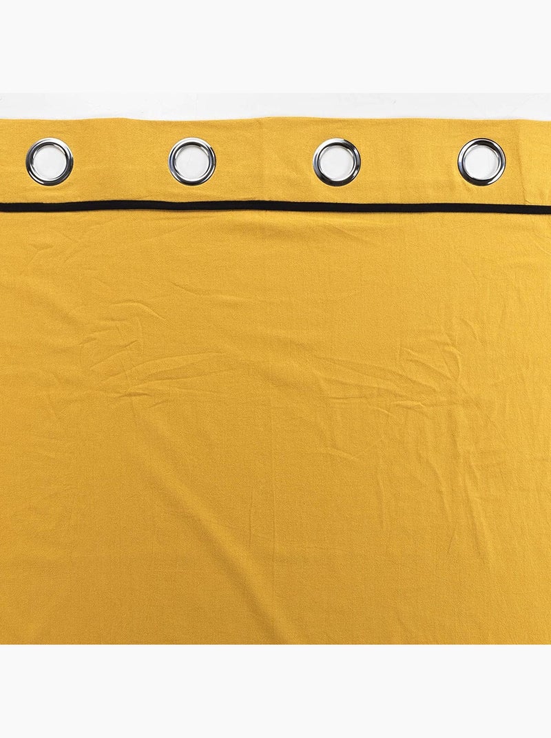 Lot de 2 rideaux à oeillets Coton lavé Linette Jaune - Kiabi