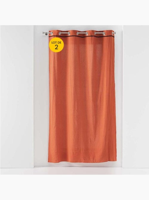 Lot de 2 rideaux à oeillets Coton lavé Linette - Kiabi
