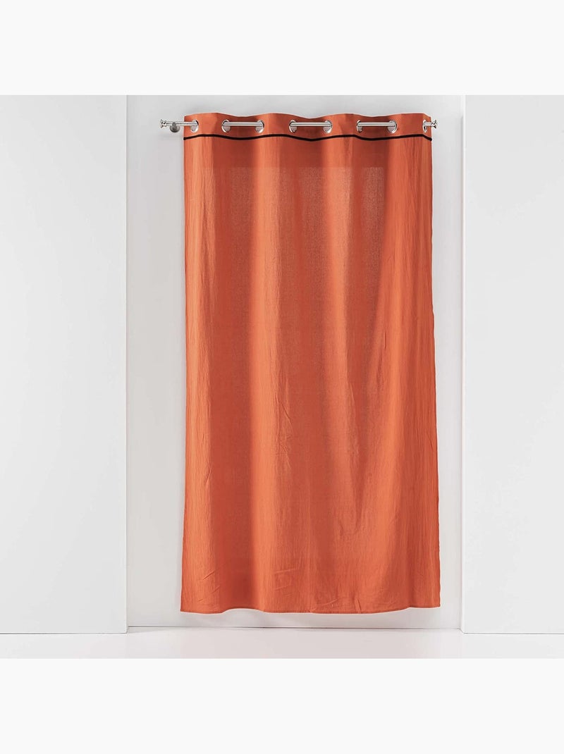 Lot de 2 rideaux à oeillets Coton lavé Linette Terracotta - Kiabi