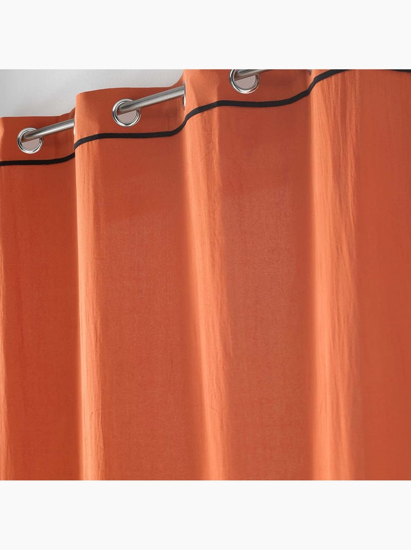 Lot de 2 rideaux à oeillets Coton lavé Linette Terracotta - Kiabi