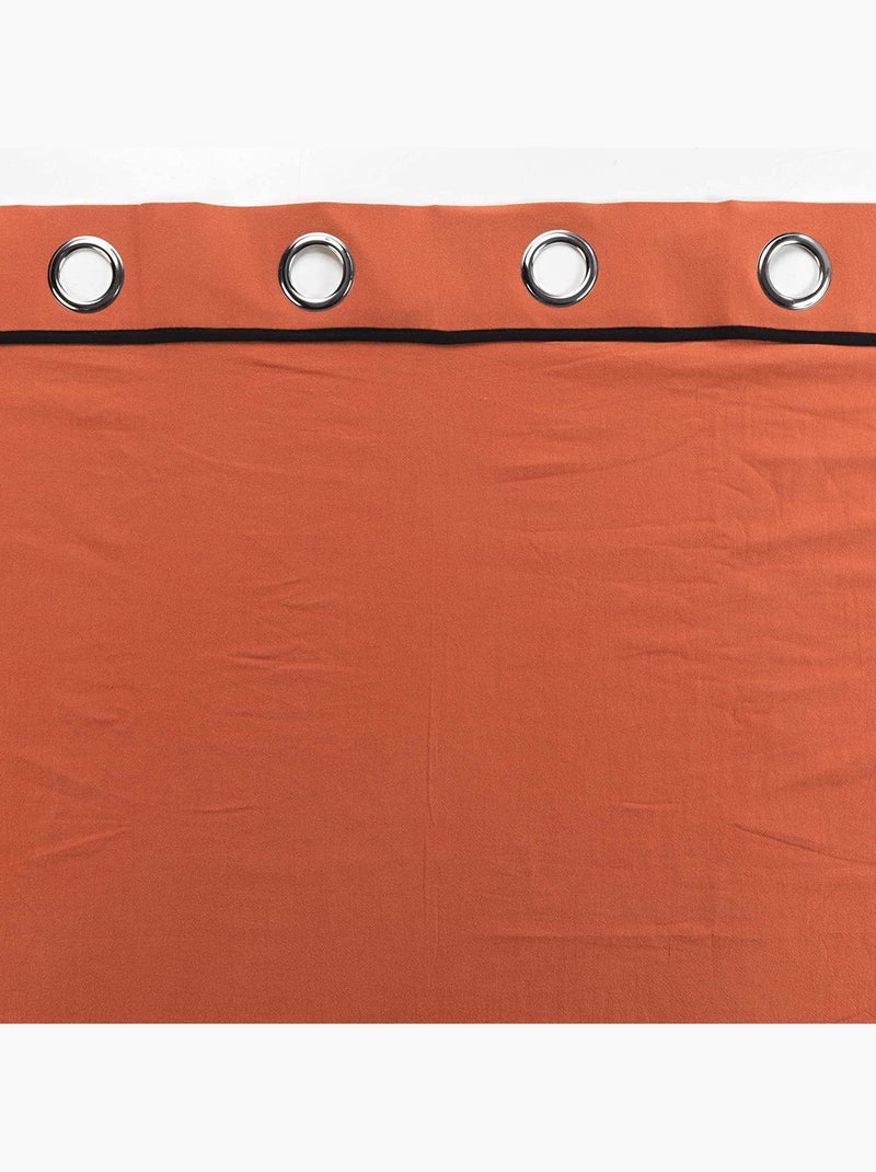 Lot de 2 rideaux à oeillets Coton lavé Linette Terracotta - Kiabi