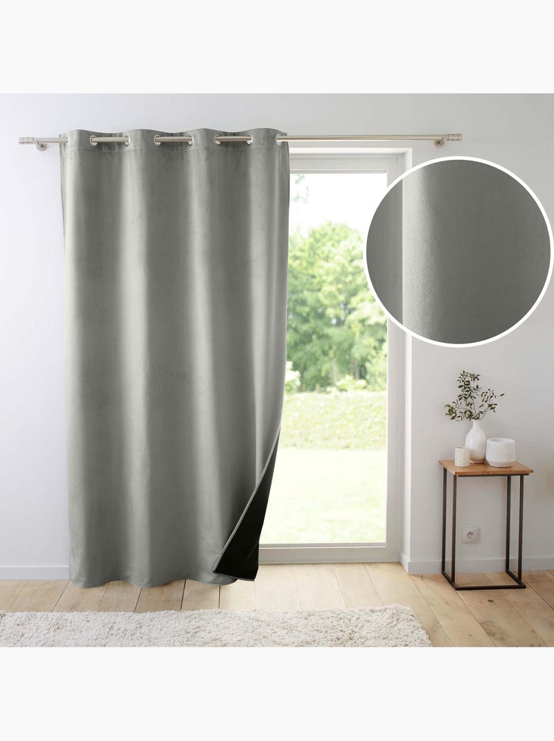 Lot de 2 Rideaux à oeillets coupe froid 100% polyester Gris - Kiabi