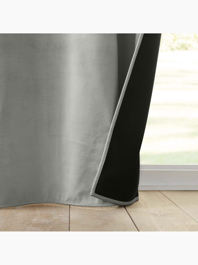 Lot de 2 Rideaux à oeillets coupe froid 100% polyester Gris - Kiabi