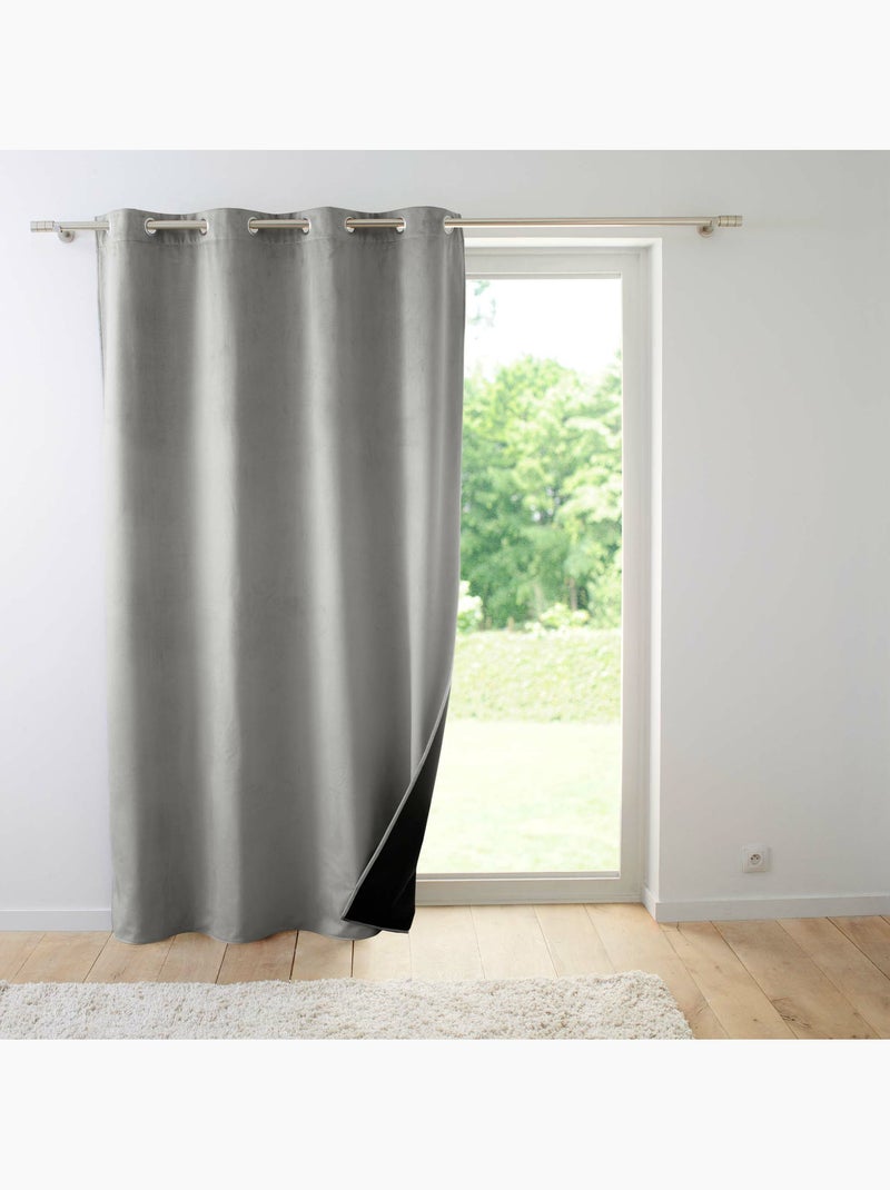 Lot de 2 Rideaux à oeillets coupe froid 100% polyester Gris - Kiabi