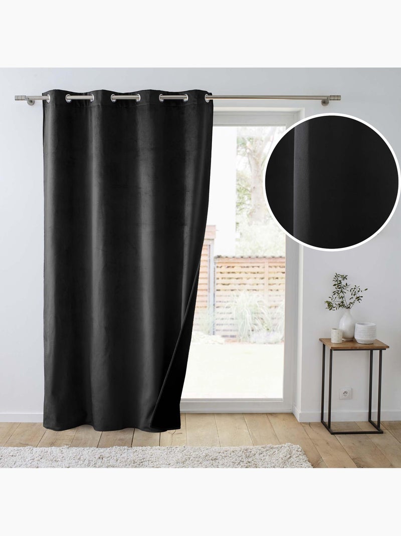 Lot de 2 Rideaux à oeillets coupe froid 100% polyester Noir - Kiabi