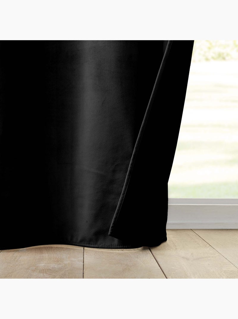 Lot de 2 Rideaux à oeillets coupe froid 100% polyester Noir - Kiabi
