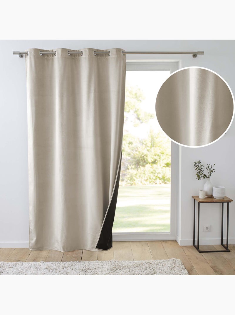 Lot de 2 Rideaux à oeillets coupe froid 100% polyester Sable - Kiabi