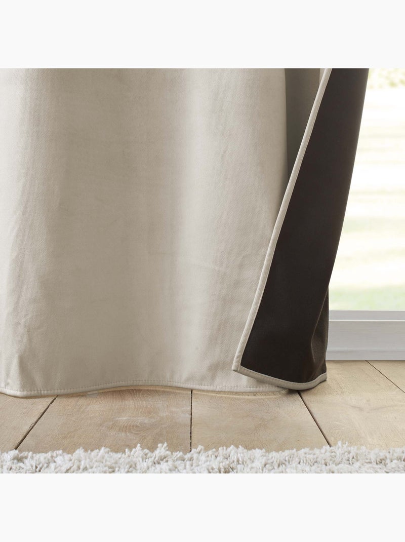 Lot de 2 Rideaux à oeillets coupe froid 100% polyester Sable - Kiabi