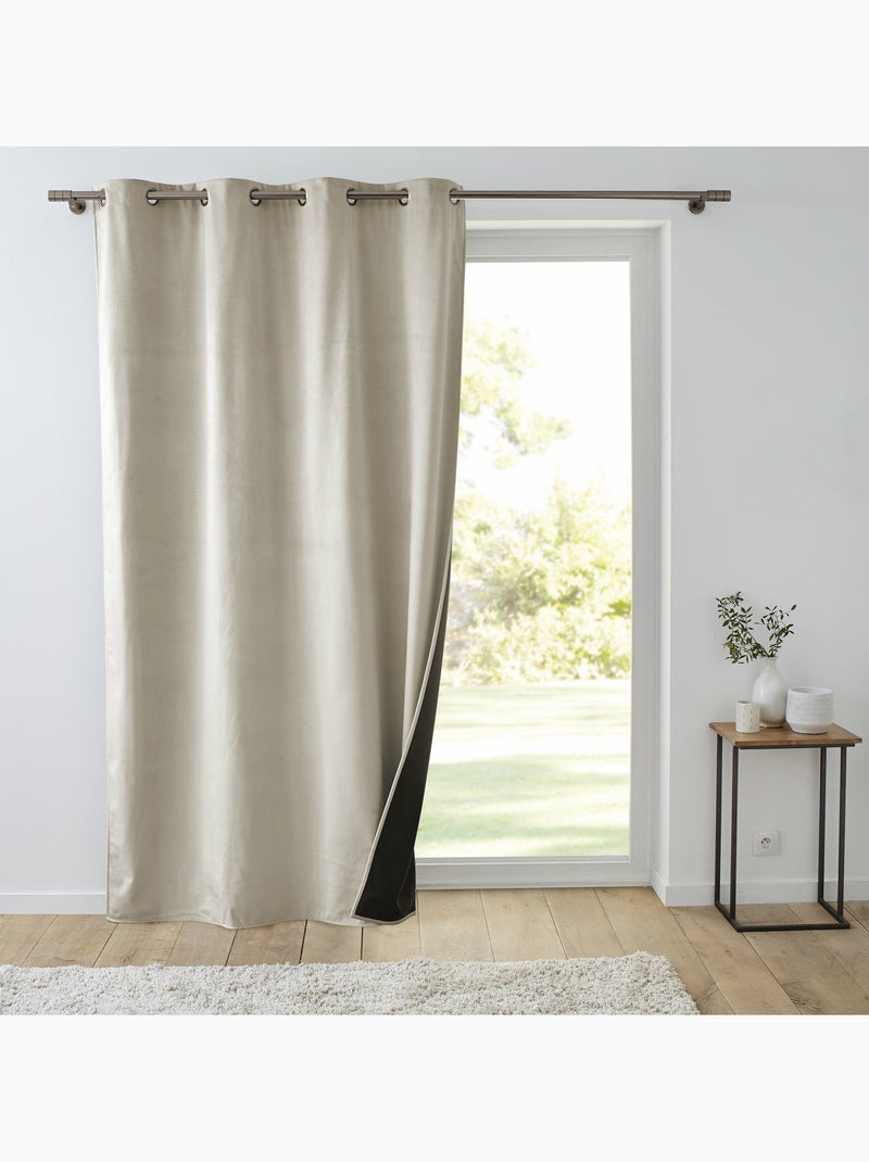 Lot de 2 Rideaux à oeillets coupe froid 100% polyester Sable - Kiabi