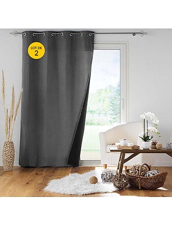 Lot de 2 Rideaux à oeillets doublé polaire isolant Jupiter