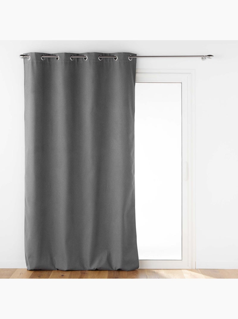 Lot de 2 Rideaux à oeillets doublé polaire isolant Jupiter gris anthracite - Kiabi