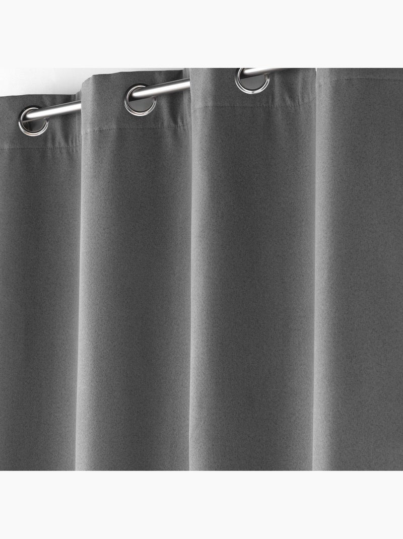 Lot de 2 Rideaux à oeillets doublé polaire isolant Jupiter gris anthracite - Kiabi