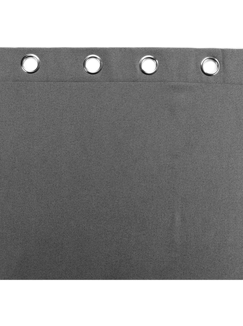 Lot de 2 Rideaux à oeillets doublé polaire isolant Jupiter gris anthracite - Kiabi
