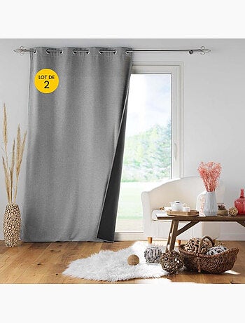 Lot de 2 Rideaux à oeillets doublé polaire isolant Jupiter