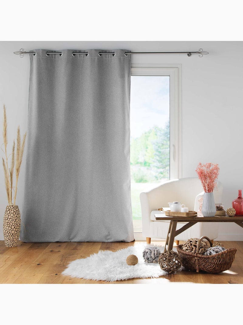 Lot de 2 Rideaux à oeillets doublé polaire isolant Jupiter Gris - Kiabi