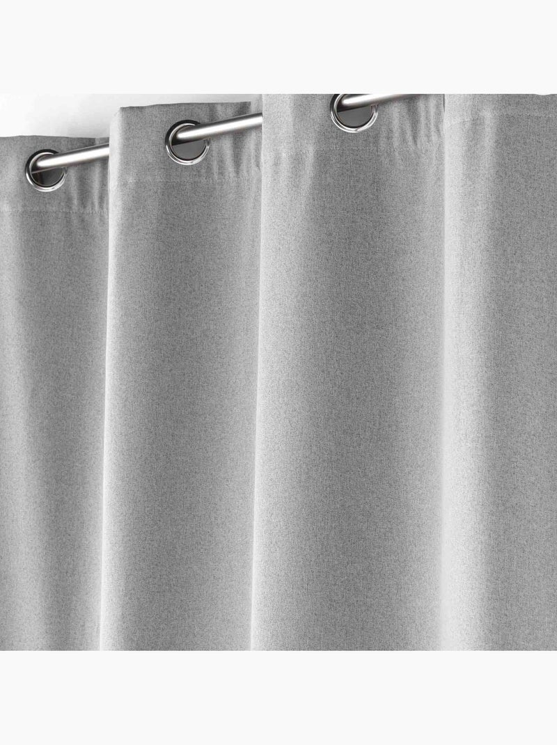 Lot de 2 Rideaux à oeillets doublé polaire isolant Jupiter Gris - Kiabi