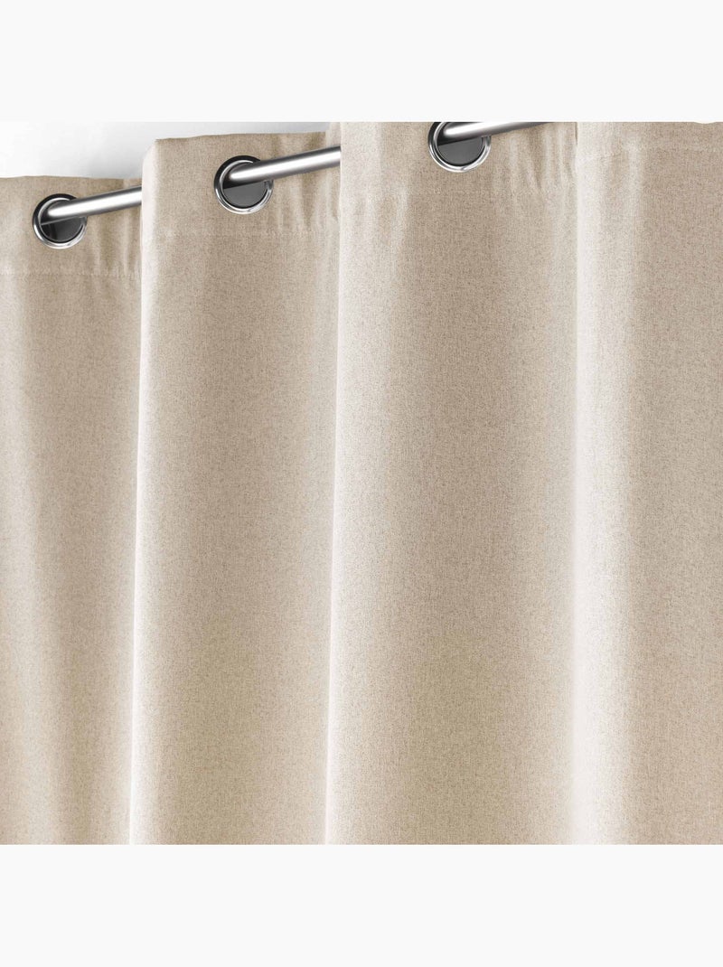 Lot de 2 Rideaux à oeillets doublé polaire isolant Jupiter Lin - Kiabi