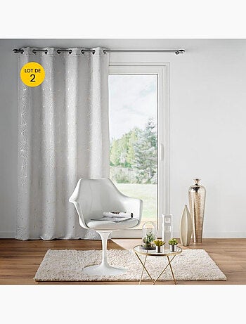 Lot de 2 Rideaux à Oeillets ECLAT, Occultant Imprimé Métallisé
