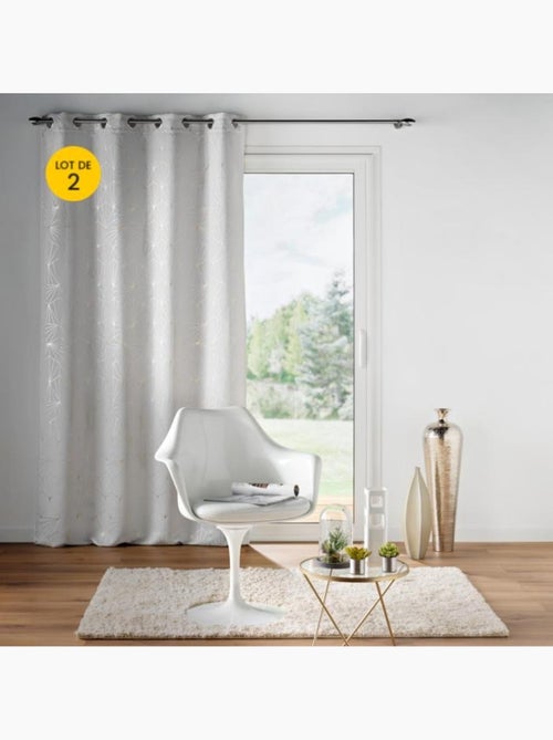 Lot de 2 Rideaux à Oeillets ECLAT, Occultant Imprimé Métallisé - Kiabi