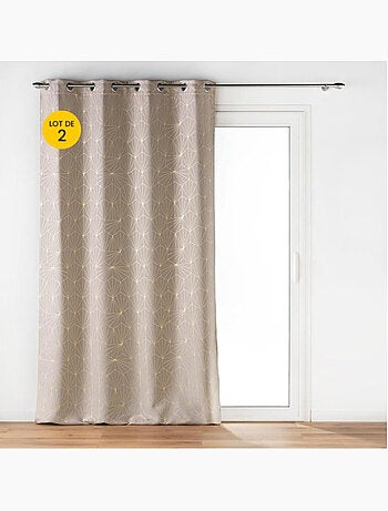 Lot de 2 Rideaux à Oeillets ECLAT, Occultant Imprimé Métallisé