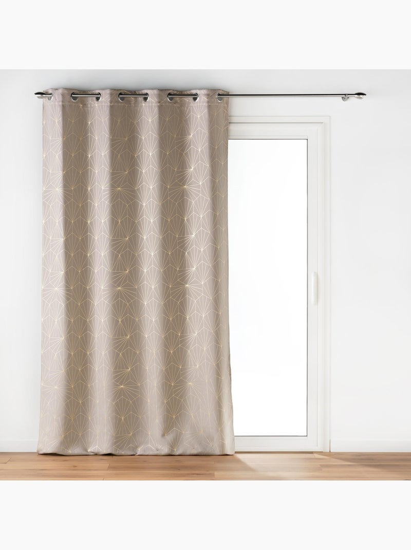 Lot de 2 Rideaux à Oeillets ECLAT, Occultant Imprimé Métallisé Taupe - Kiabi