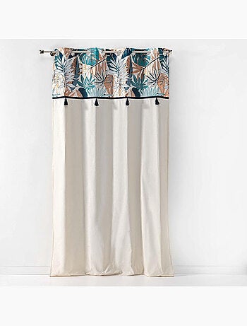 Lot de 2 rideaux a oeillets en coton + haut metallisé Alianor