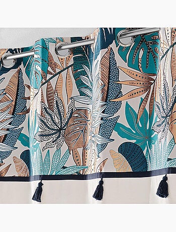 Lot de 2 rideaux a oeillets en coton + haut metallisé Alianor