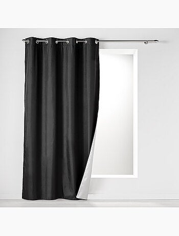 Lot de 2 rideaux à œillets isolant thermique Icemount Noir 140 x 260 cm - dos en polyuréthane