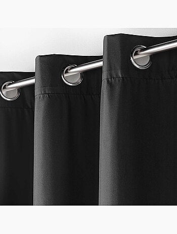 Lot de 2 rideaux à œillets isolant thermique Icemount Noir 140 x 260 cm - dos en polyuréthane
