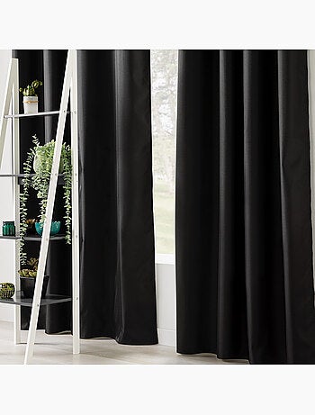 Lot de 2 rideaux à œillets isolant thermique Icemount Noir 140 x 260 cm - dos en polyuréthane