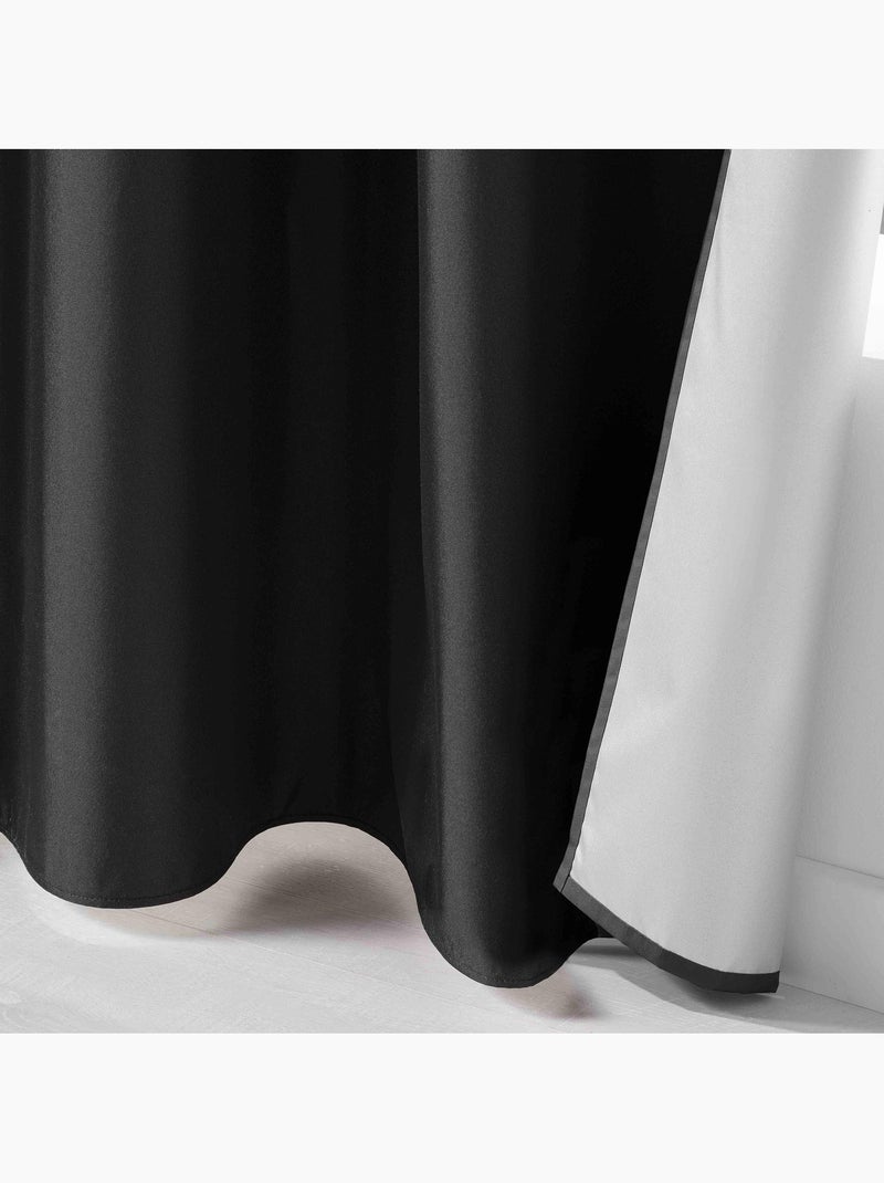 Lot de 2 rideaux  à œillets isolant thermique Icemount Noir 140 x 260 cm - dos en polyuréthane Noir - Kiabi
