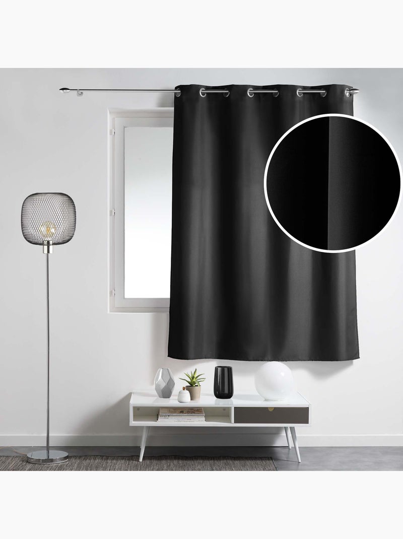 Lot de 2 Rideaux à Œillets Métal – Essentiel Noir - Kiabi