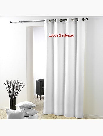 Lot de 2 rideaux à œillets métal polyester uni essentiel