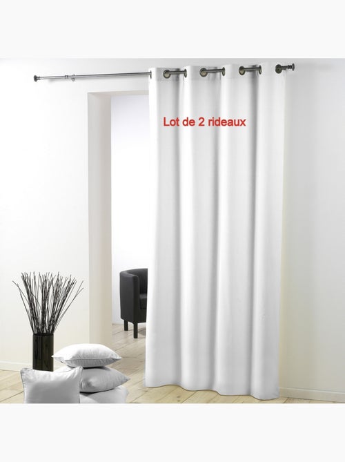 Lot de 2 rideaux à œillets métal polyester uni essentiel - Kiabi