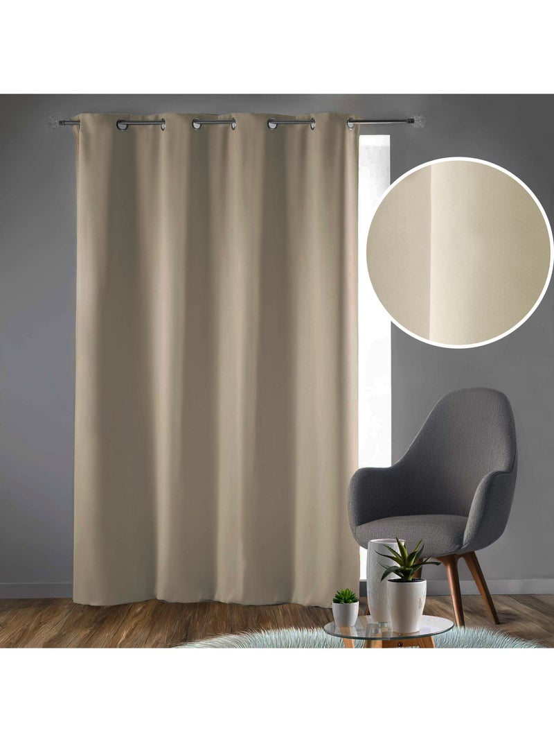 Lot de 2 rideaux à œillets occultants unis Beige naturel - Kiabi