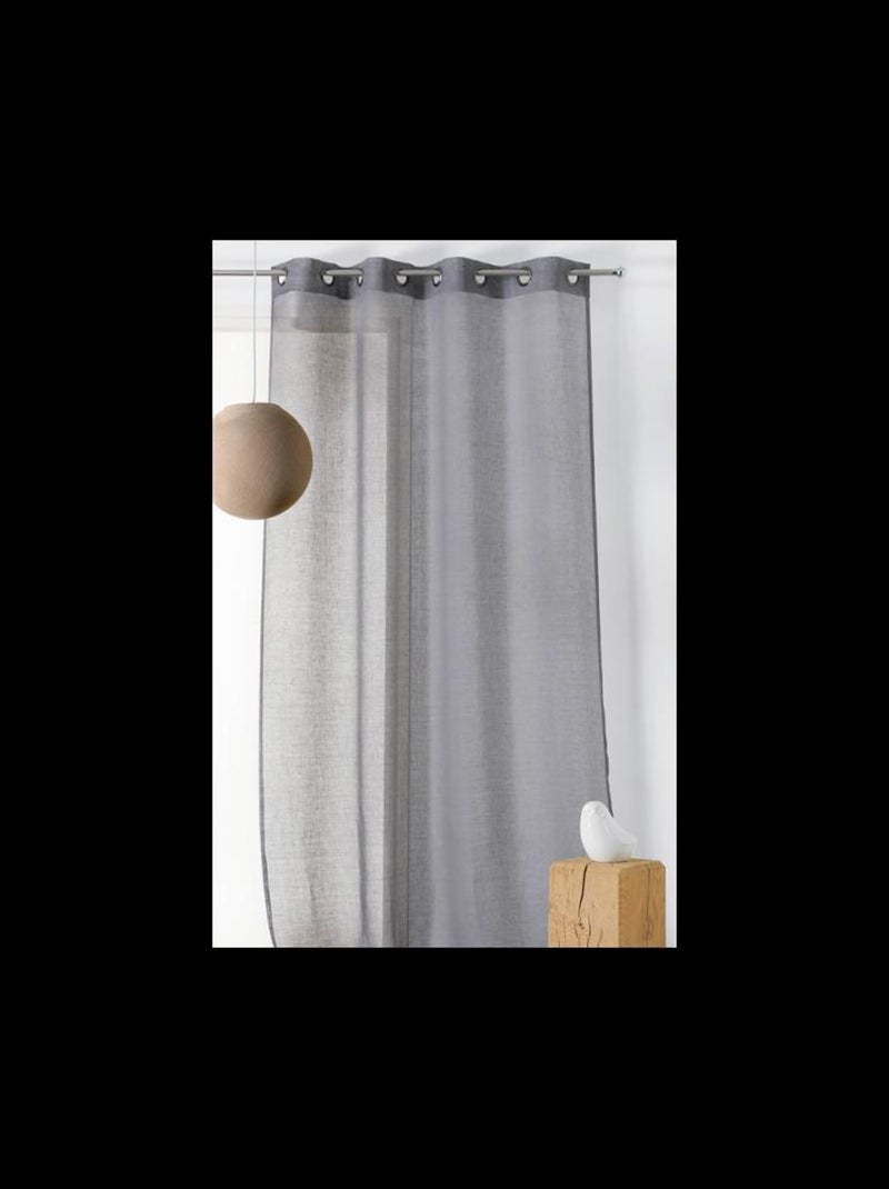 Lot de 2 Rideaux à Oeillets – Panneau « effet lin » - 140 x 260cm Gris - Kiabi