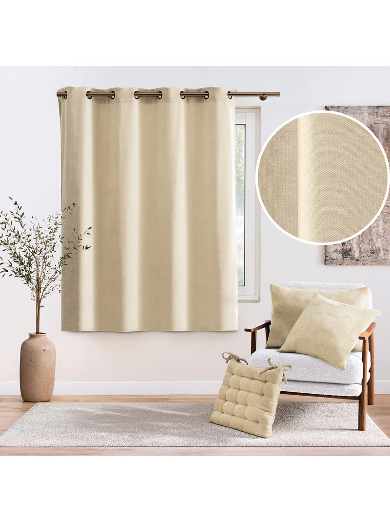 Lot de 2 rideaux à œillets – petite hauteur Beige naturel - Kiabi