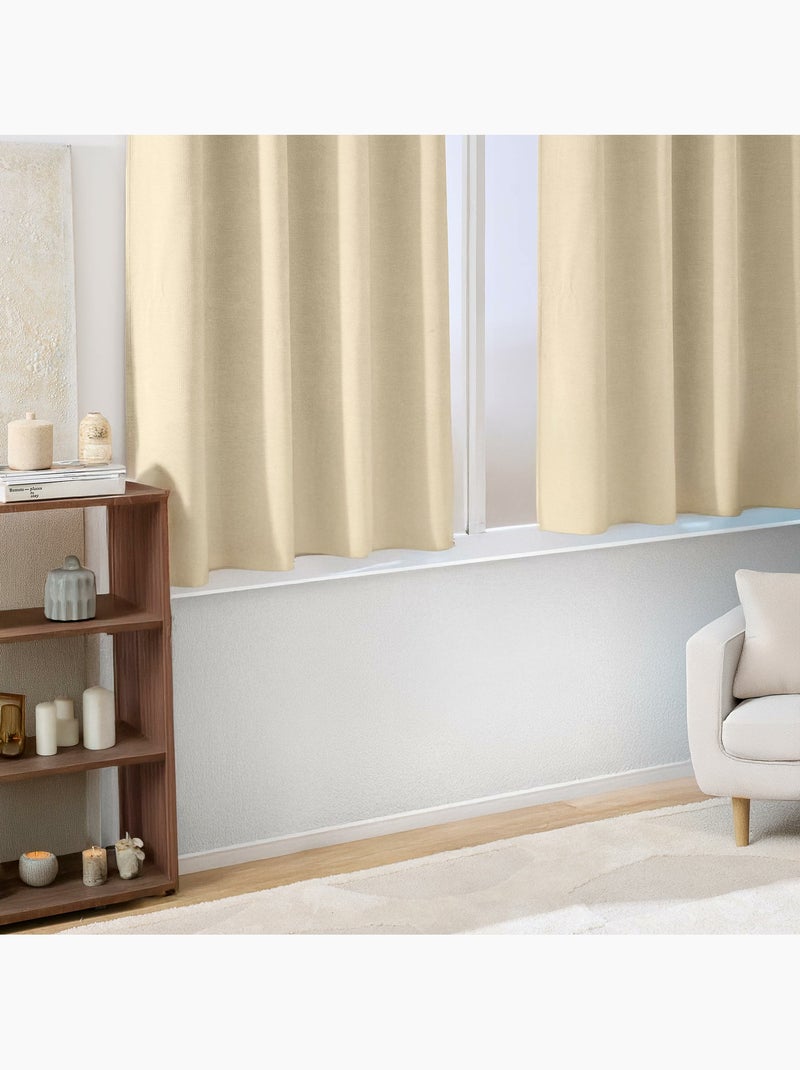 Lot de 2 rideaux à œillets – petite hauteur Beige naturel - Kiabi