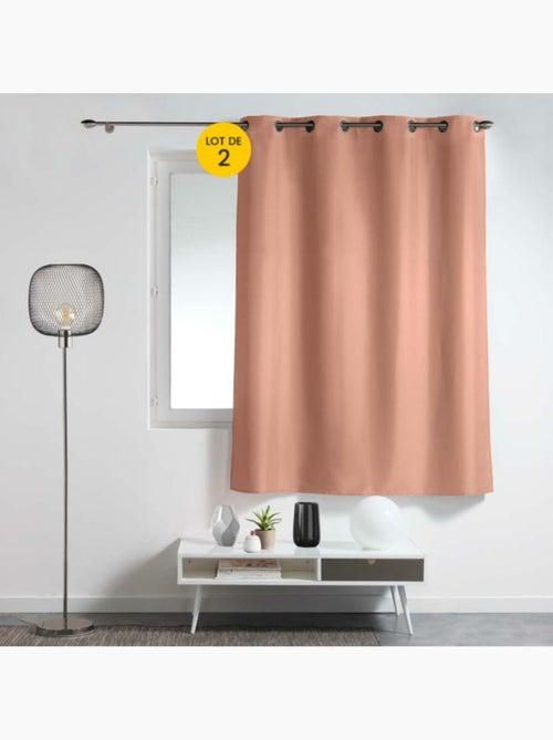 Lot de 2 rideaux à œillets petite hauteur – Polyester uni Epure - Kiabi