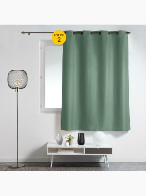 Lot de 2 rideaux à œillets petite hauteur – Polyester uni Epure - Kiabi