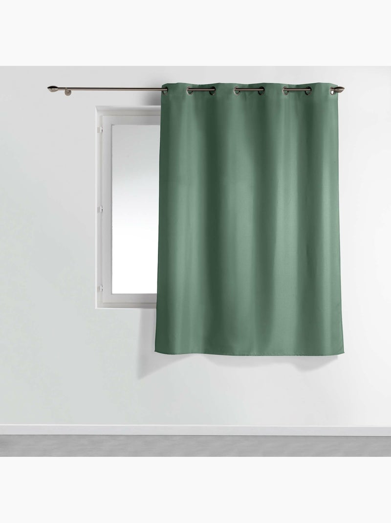 Lot de 2 rideaux à œillets petite hauteur – Polyester uni Epure Vert cèdre - Kiabi