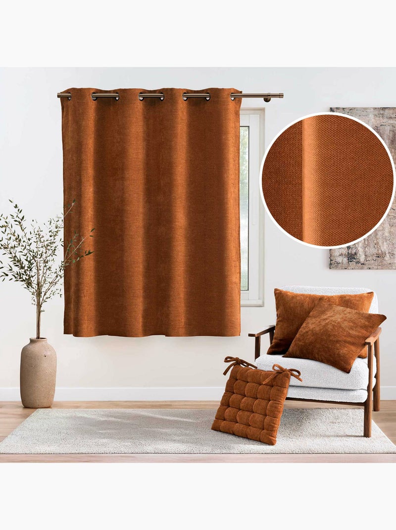 Lot de 2 rideaux à œillets – petite hauteur Terracotta - Kiabi