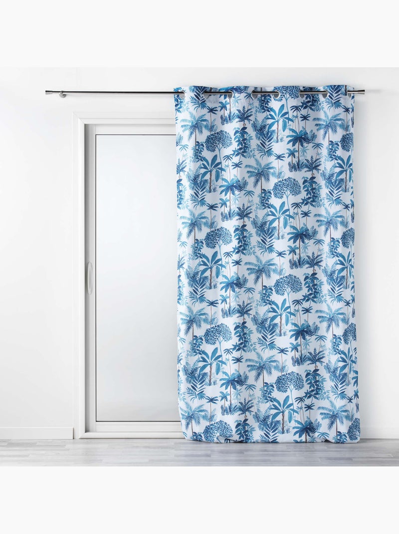 Lot de 2 Rideaux a oeillets polyester imprimé Bleu - Kiabi