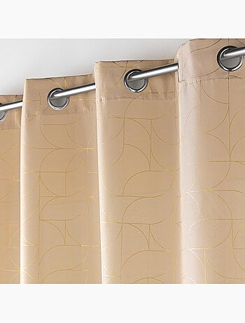 Lot de 2 rideaux à œillets polyester imprimé métallisé Louxor