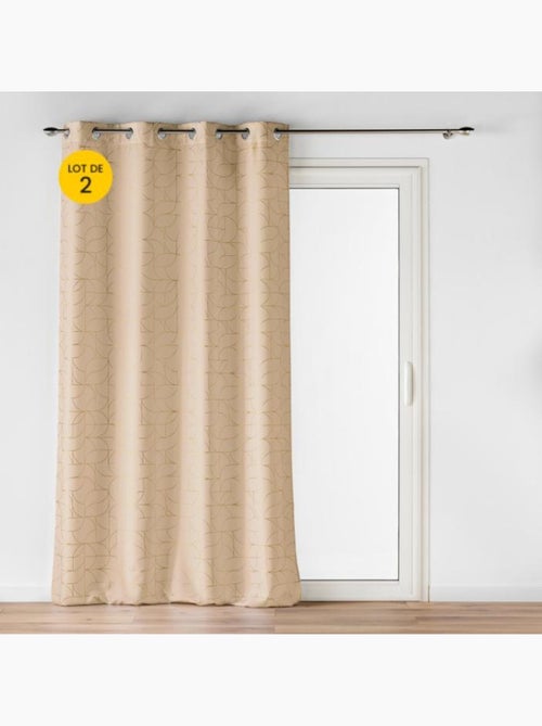 Lot de 2 rideaux à œillets polyester imprimé métallisé Louxor - Kiabi