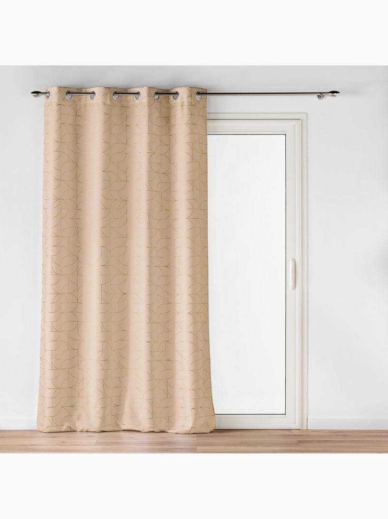 Lot de 2 rideaux à œillets polyester imprimé métallisé Louxor Beige - Kiabi