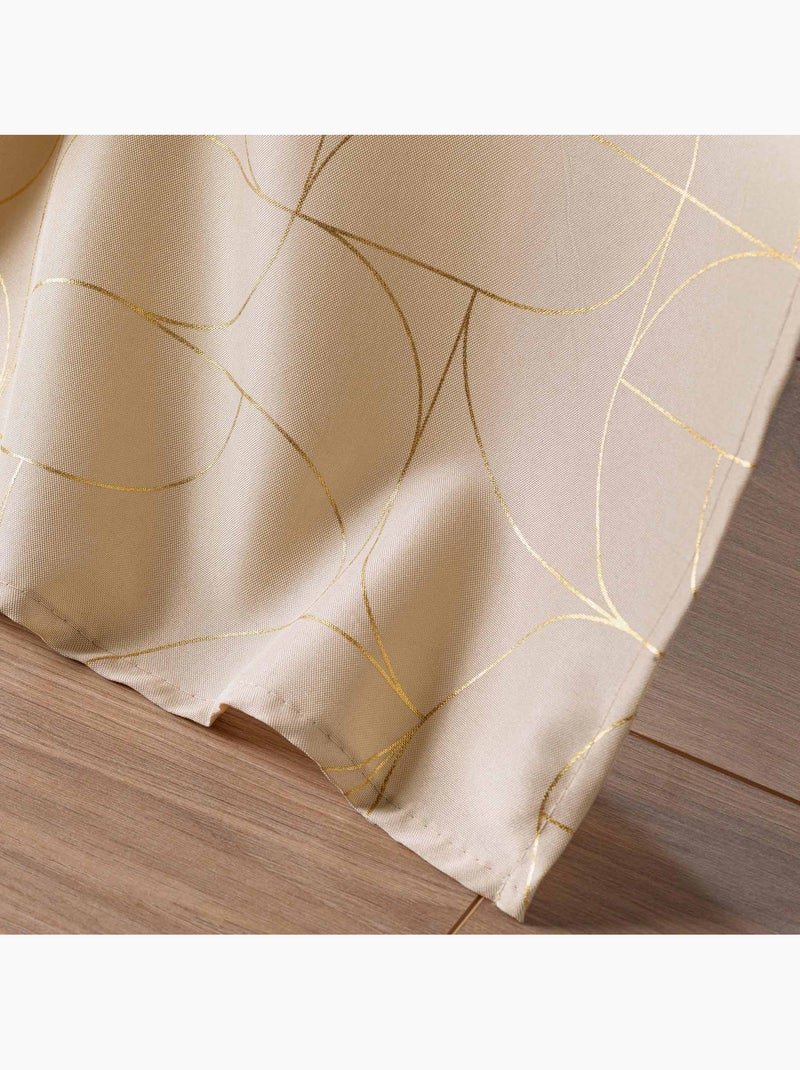 Lot de 2 rideaux à œillets polyester imprimé métallisé Louxor Beige - Kiabi