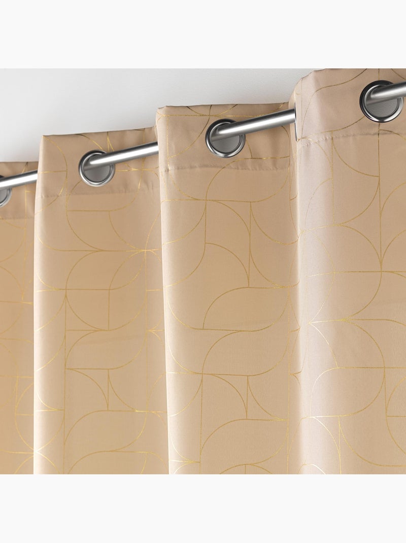 Lot de 2 rideaux à œillets polyester imprimé métallisé Louxor Beige - Kiabi