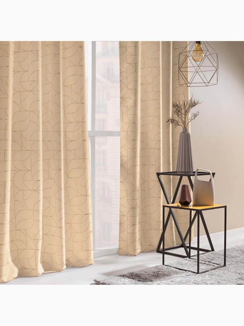 Lot de 2 rideaux à œillets polyester imprimé métallisé Louxor Beige - Kiabi